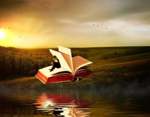 Person Sitting In Open Book